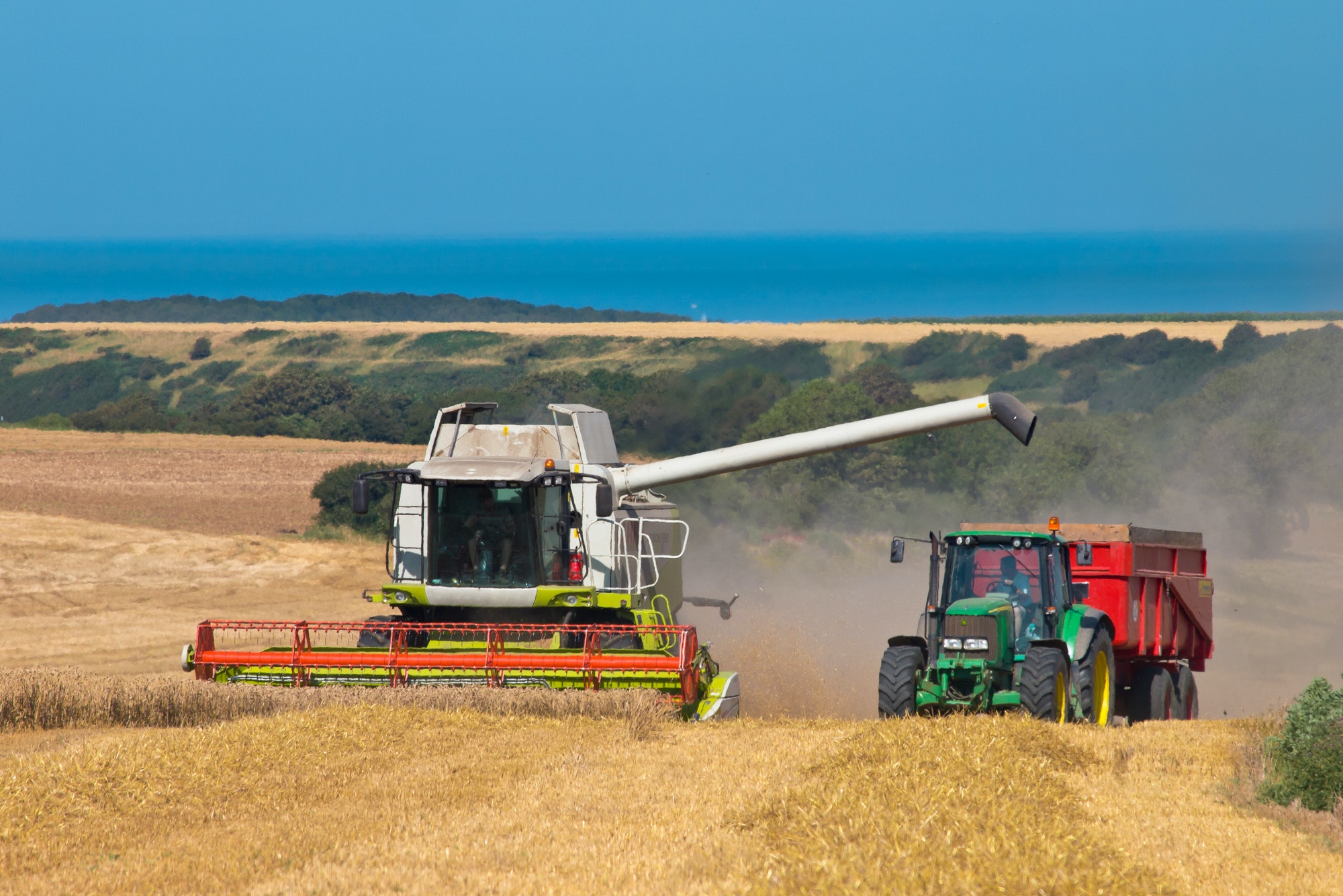 Combine and tractor